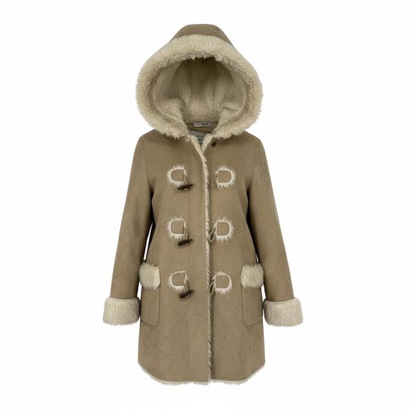 Nine West - Tan/Neutral Sand - Teddy Jacket with Faux Fur Trim - Picture 3 of 5